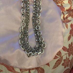 Lia Sophia Silver and White Statement Necklace